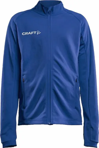 Craft Trainingshandschuhe Evolve Full Zip JR 134/140 - Trainingsbekleidung aus 100% recyceltem Polyester, ideal für aktive Kinder in der Größe 134/140 und in der trendigen Farbe Club Cobolt.