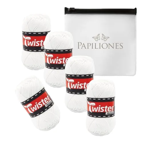 Handstrickgarn Häkelgarn Baumwollgarn Stricken Haekeln Basteln 5x50g Fb.10 weis inkl.Zippbeutel