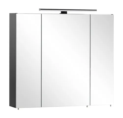 Lomadox Spiegelschrank MASON-80 schwarz matt Badezimmerschrank Aufsatzleuchte 80x74,4x16 cm