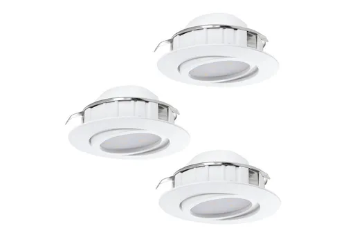 EGLO 3-er Set LED Einbaustrahler Pineda - Deckenspots mit schwenkbaren LED Einbauleuchten, energiesparend und ideal für jeden Raum – warmweißes Licht für eine gemütliche Atmosphäre.