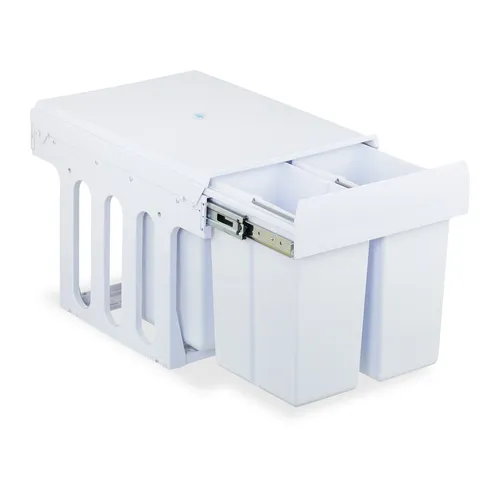 Relaxdays Einbaumülleimer mit 4 Fächern, 4 x 8l - Haushaltszubehör: Ausziehbarer Mülltrennsystem für die Küche mit 4 Inneneimern - Platzsparend und ideal für eine einfache Mülltrennung unter der Spüle.