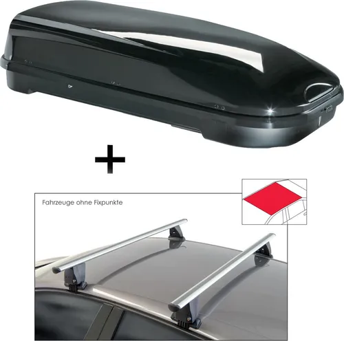 Dachbox VDPFL580 Ltr + Dachträger VDP Delta für Volkswagen Polo V 6R/6C