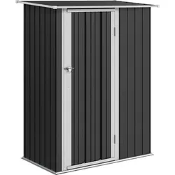 Outsunny Gerätehaus Gartenhaus Geräteschuppen mit Tür Outdoor Stahl Dunkelgrau 142 x 84 x 189 cm   Aosom