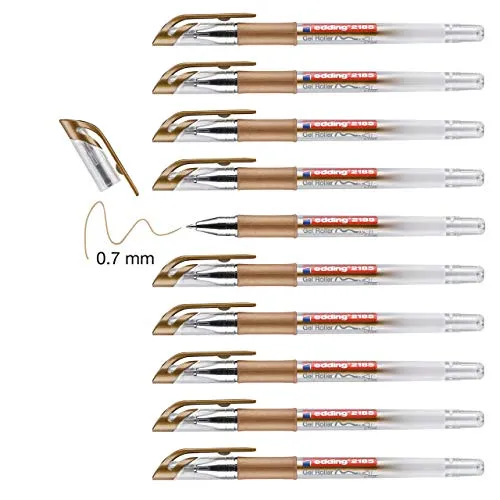 edding 2185 Gelroller - kupfer - 10 Stifte - 0,7 mm - Gelstifte zum Schreiben, Malen, Mandala, Bulletjournal - Gelschreiber, Gelmalstifte