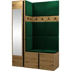 Mirjan24 Garderoben-Set Eiche Artisan in Grün, 124x186x46 cm