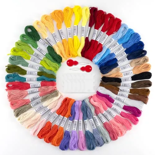 Farben Stickgarn set, Embroidery Floss Multifarben Weicher Polyester Perfekt für Armbänder Knüpfen Stickerei Basteln Crafts Arts Kreuzstich, 8m, 6fädig, Threads Nähgarne Häkeln 50