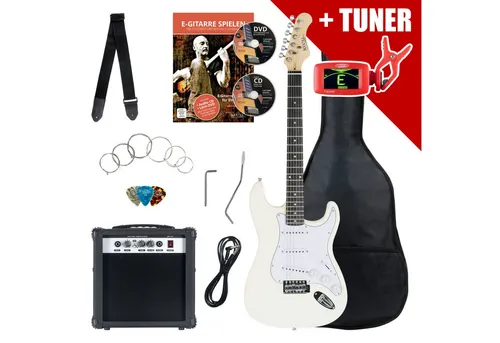 Rocktile E-Gitarre ST-Pack Komplettset - E-Gitarren Komplettset mit 10 Watt Verstärker und Stimmgerät, perfekt für angehende Gitarristen, inklusive allem Zubehör für den sofortigen Einstieg.