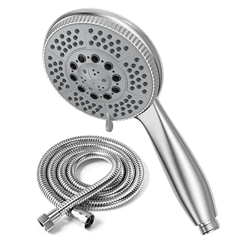 Vinabo Duschkopf mit Schlauch, Duschbrause mit Schlauch 1,5M, Duschschlauch mit Duschkopf, Handbrause Duschkopf Regendusche,Chrome 5 Strahlarten Duschbraus