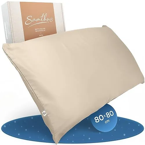 Samthus Kopfkissenbezug 80x80 Baumwolle Satin in beige von Samthus