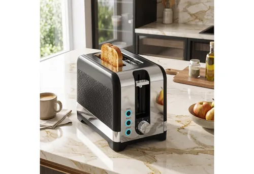 Toaster mit 7 Bräunungsstufen, 2 Scheiben, Schwarz