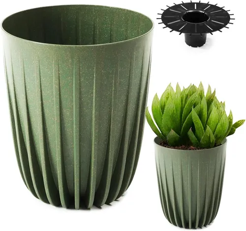 KONZEPT Blumentopf Hoher Blumentopf, Pflanzkübel Groß für Außen, Balkon, Übertopf mit Drainagesystem