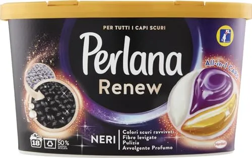 Perlana Waschmittel, Caps, Schwarz, 330 g, 18 Stück, Unparfümiert