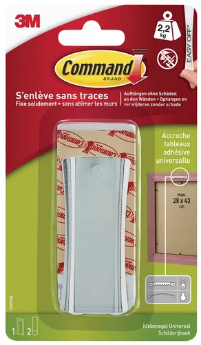 Command Metall-Bildernagel, 1 Klebenagel und 2 Große Strips (L) - Beschädigungsfreies Aufhängen, Hält bis zu 2,2 kg