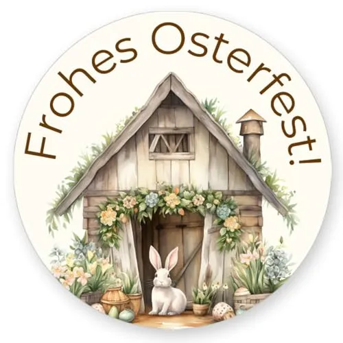Aufkleber FROHES OSTERFEST - Ostermotiv Rund Ø 4,5 cm, Besondere Anlässe Ostern, Motiv-Sticker 50