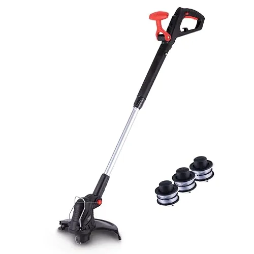 SCHEPPACH EGT350 SET Elektro-Rasentrimmer 350W - Rasentrimmer & Motorsensen - Effizienter 350W Elektro-Rasentrimmer mit 5-Positionen-Schneidkopf für schwer zugängliche Stellen und abgasfreies Arbeiten. Inkl. 3 Spulen für sofortigen Einsatz.