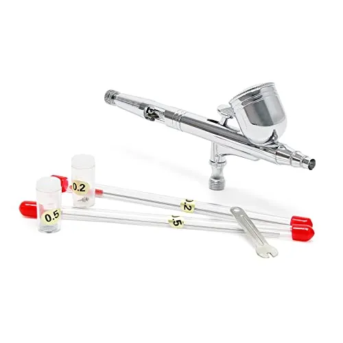 Wiltec Airbrush Pistole Set Typ 130T - Präzise Double Action für Modellbau und Nailart - Malen - Robuste Airbrushpistole mit Double-Action-Funktion für präzise Farbsteuerung, ideal für detailreiche Arbeiten in Modellbau, Kosmetik und mehr.