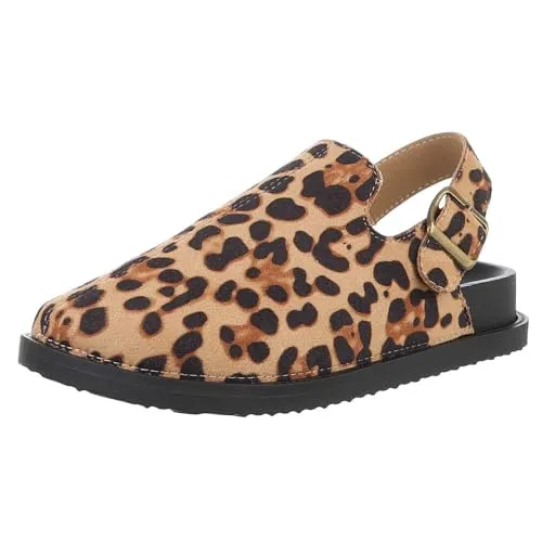 Ital-Design Damen Mules Freizeit Riemchensandalette - Wanderschuhe in Beige und Braun, flach mit Schnallenverschluss für optimalen Komfort bei Spaziergängen oder Freizeitaktivitäten.