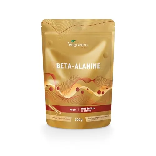 Beta Alanin reines Pulver 500g | Bis zu 500 Portionen | 16 Monate Vorrat | Laborgeprüfter Pre Workout und Sport Booster | Vegan & Ohne Zusatzstoffe | Deutsche Produktion Vegavero