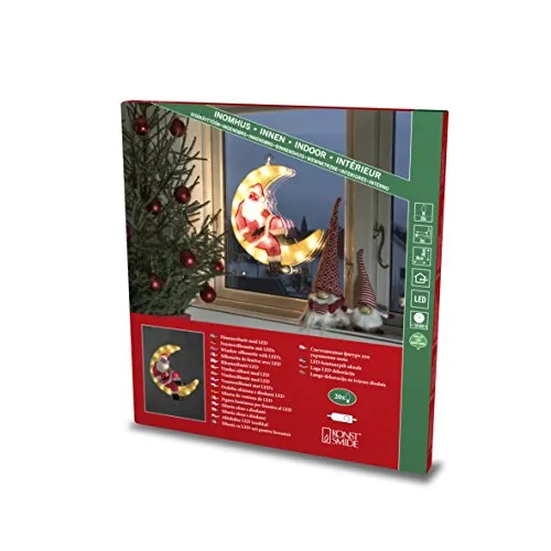 Konstsmide LED Fensterbild Weihnachtsmann im Mond in rot von Konstsmide