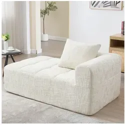 STILVORA Sofa mit bettfunktion,schlafsofa wohnzimmer,sofa 2 sitzer mit relaxfunktion, Komfortables Chaise-Lounge-Sofa ohne Zusammenbau, Kuscheliges Polstersofa mit Seitentaschen, Kissen & Wolkenähnlichem Sitzgefühl, Ideal für Wohnzimmer & Schlafzimmer, Perfekt für Entspannung & Nickerchen beige