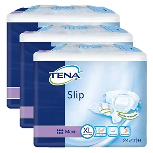 TENA Slip Maxi Extra-Large (XL) - Inkontinenz-Windel bei Doppelinkontinenz (1 Karton= 3x24= 72Stück)