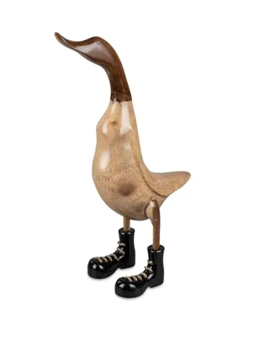 Stehende Holzente 44cm | Dekorative Holzfigur für Zuhause | Natürliche Ästhetik