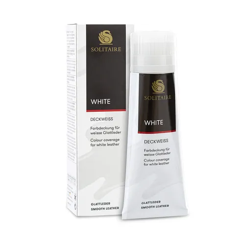 Solitaire Deckweiß Schuhcreme 75ml - Lederpflege für optimale Schuhreinigung und -auffrischung, ideal für weiße Lederschuhe.