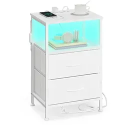 SONGMICS BELLAH Nachttisch mit Ladestation und LED-Beleuchtung