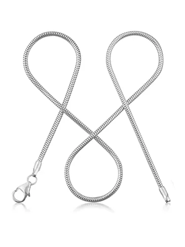 modabilé Schlangenkette Damen Halskette 925er Sterling Silber (45cm I 1,6mm breit) Silberkette 925 ohne Anhänger Silberne Kette für Frauen Ketten Kurz