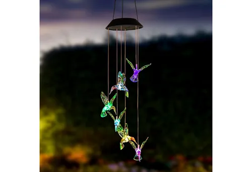 Spetebo Windspiel Solar LED Lichtspiel Kolibri (6 beleuchtete Figuren, 1 St., Artikel), mit Farbwechsel