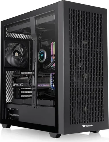 Thermaltake AX500 Black Full Tower Gaming-Gehäuse - PC-Gehäuse für E-ATX-Motherboards, optimiert für Kühllösungen mit Platz für zwei 360-mm-Radiatoren und ideal für Hochleistungs-Workstations oder Gaming-Battlestations.