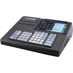 Olympia Registrierkasse K200, anthrazit - Moderne Registrierkasse für Einzelhandel mit 48 Hubtasten, 100 Warengruppen und 10.000 Artikeln. Integriertes Android 11 Betriebssystem für einfache Bedienung.