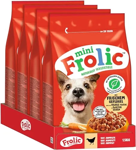 Frolic Mini Hundefutter mit frischem Geflügel 4x1,5kg - Leckeres Trockenfutter für kleine Hunde, hergestellt aus natürlichen Zutaten und ohne künstliche Zusätze. Ideal für die tägliche Ernährung und verwöhnte Gaumen.