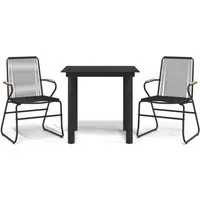 vidaXL 3-tlg. Garten-Essgruppe Schwarz PVC Rattan - Gartenmöbel-Set aus strapazierfähigem PVC-Rattan, ideal für gemütliche Stunden im Freien. Witterungsbeständig und mit stabilem Stahlgestell für langanhaltenden Komfort.