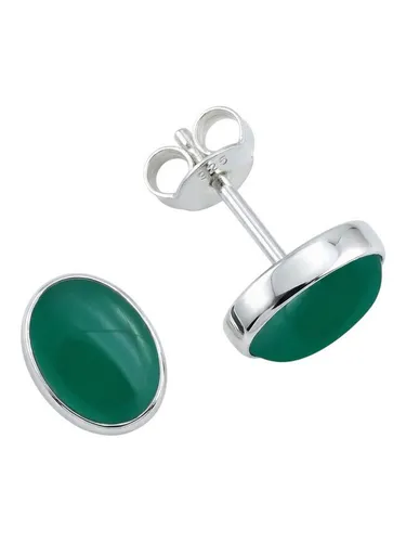 Ohrstecker 925 Silber mit grünem Onyx Stein für Damen in grün von mantraroma