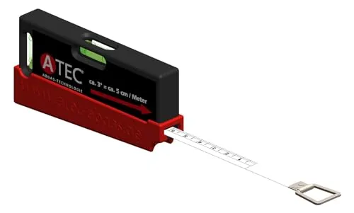 ATEC Wasserwaage mit 2m Maßband und 3-Grad-Genauigkeit