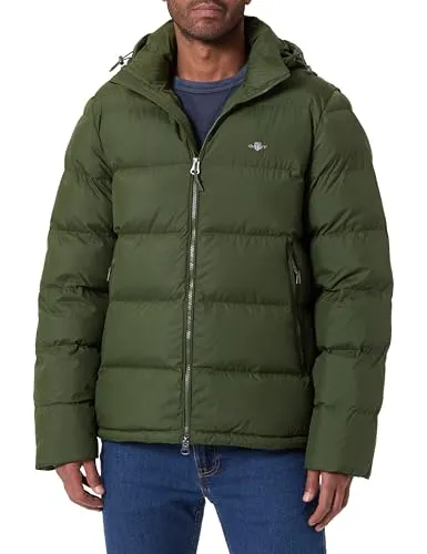Gant Active Cloud Winterjacke Herren - Funktionsjacke mit warmer, gestepptem Futter und abnehmbarer Kapuze, ideal für kühle Tage. Regular Fit und praktische Reißverschlusstaschen sorgen für Komfort und Stil.