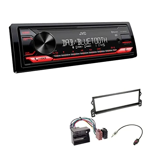 JVC KD-X282DBT 1-DIN Digital Autoradio DAB+ Bluetooth USB Einbauset passend für MINI Mini, Mini Cabriolet 2003-2008 schwarz