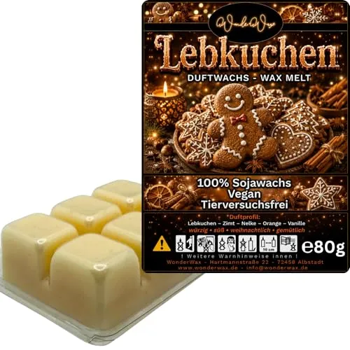 WonderWax Duftwachs Wax Melts für Duftlampe, 6 Würfel Duftmelt Wachsmelt Sojawachs Duftwachs Würfel für Raumdüfte, Wachs Duftöl Winter Indoor Schmelzen für Aromalampe Lebkuchen