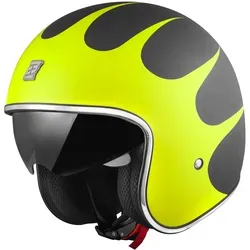 Bogotto V537 Wogi Jethelm, schwarz-gelb, Größe L - Motorradhelm mit thermoplastischer Außenschale, integriertem Sonnenvisier und herausnehmbarem, waschbarem Innenfutter für optimalen Komfort und Sicherheit.