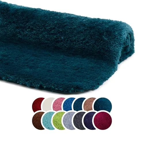 liebling Superior Badteppich mit Anti-Rutsch-Beschichtung, 100% Polyester (Mikrofaser), 60 x 100 cm, 30 Grad waschbar, Fußbodenheizung geeignet, Farbe: Lagune