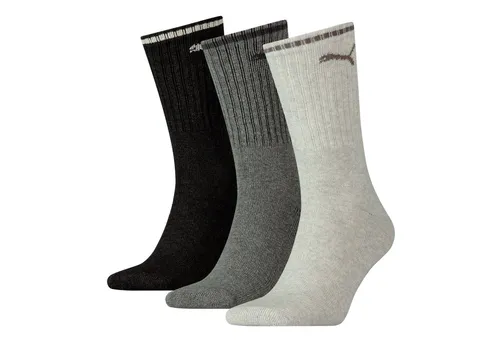 PUMA Sportsocken PUMA UNISEX STRIPED CREW SOCK 3P (3-Paar) Komfort-Bund, Frottee-Polsterung, flache Zehennaht