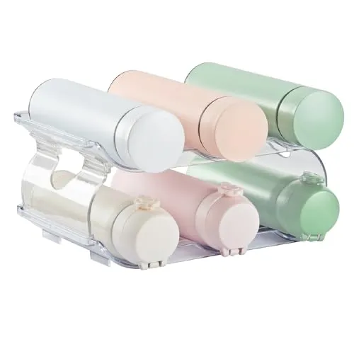 Jarkyfine Stapelbarer Flaschenhalter - Stapelbar Flaschenregal für Kühlschrank, Schrank, Vorratskammer Flaschen Organizer Küche Wasserflaschenhalter für Küchenarbeitsplatte 2er-Pack