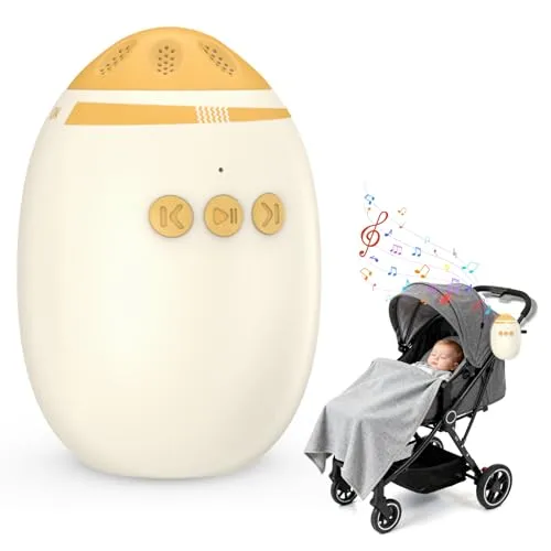 Wagxoey Kinderwagenschaukler, White Noise Machine Baby mit Baby Rocker 11 Beruhigende Klänge, Wiederaufladbar Schlafhilfe Stufenlos Einstellbar, Tragbar & Bluetooth Funktion für Kinderwagen & Buggy