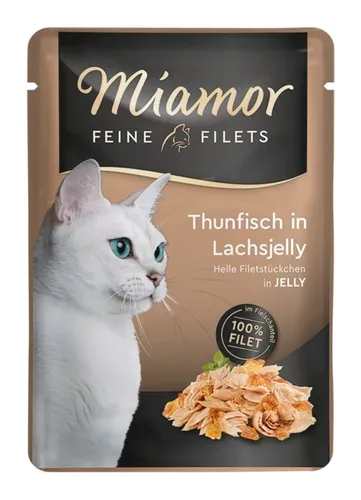 Miamor Feine Filets in Jelly Thunfisch - 24x100g, leicht verdaulich und fettarm, ideal für ältere Katzen und bei Übergewicht