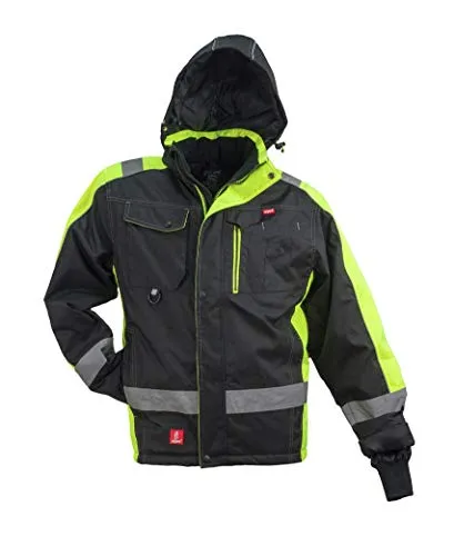 URGENT Winterjacke GL-8365 - Gefütterte Arbeitsjacke Schwarz/Gelb Gr. L - Hochwertige URGENT Winterjacke GL-8365 für optimale Sichtbarkeit und Sicherheit bei der Arbeit. Mit 9 praktischen Taschen, abnehmbarer Kapuze und warmem Futter, ideal für Bau- und Straßenarbeiter.