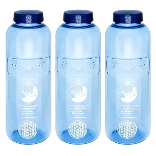 Tritan Trinkflaschen 0,75 Acala Sparset mit Blume des Lebens 3er Pack