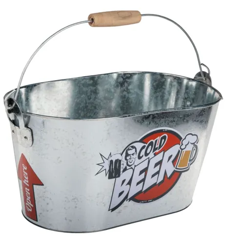 Biereimer Eiseimer Getränkekühler Partyeimer Holzgriff 2 integrierten Öffner 6 L