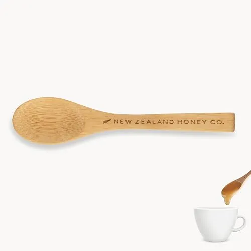 New Zealand Honey Co. Manuka Honig Bambus Löffel 12cm – Handgefertigt, passend zu 250g & 500g Honiggläsern - Honiglöffel - Holzlöffel