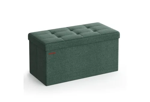 SONGMICS Sitzbank Sitzhocker mit Stauraum, klappbare, für Wohnzimmer Schlafzimmer Flur, 38 x 76 x 38 cm Fußbank, Aufbewahrungsbox, bis 300 kg belastbar